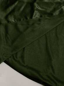 SHEIN ChicEase Satin & Velvet Patchwork Long Casual Blazer Jacket, Autumn/Winter Fall Cloth For Women - Dark Green - View 7