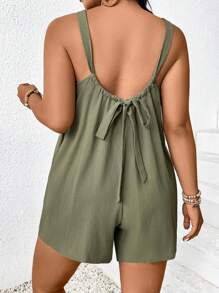 SHEIN Frenchy 大码女式绿色休闲度假连体衣 - 綠色 - 查看 2