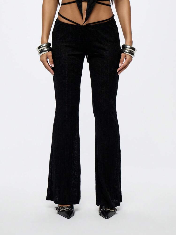 SUMWON WOMEN Velvet High Rise Kickflare Wide Leg Pants