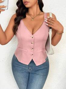 Calvaya Camiseta de tirantes elegante y de moda, versátil y casual, para mujer de talla grande