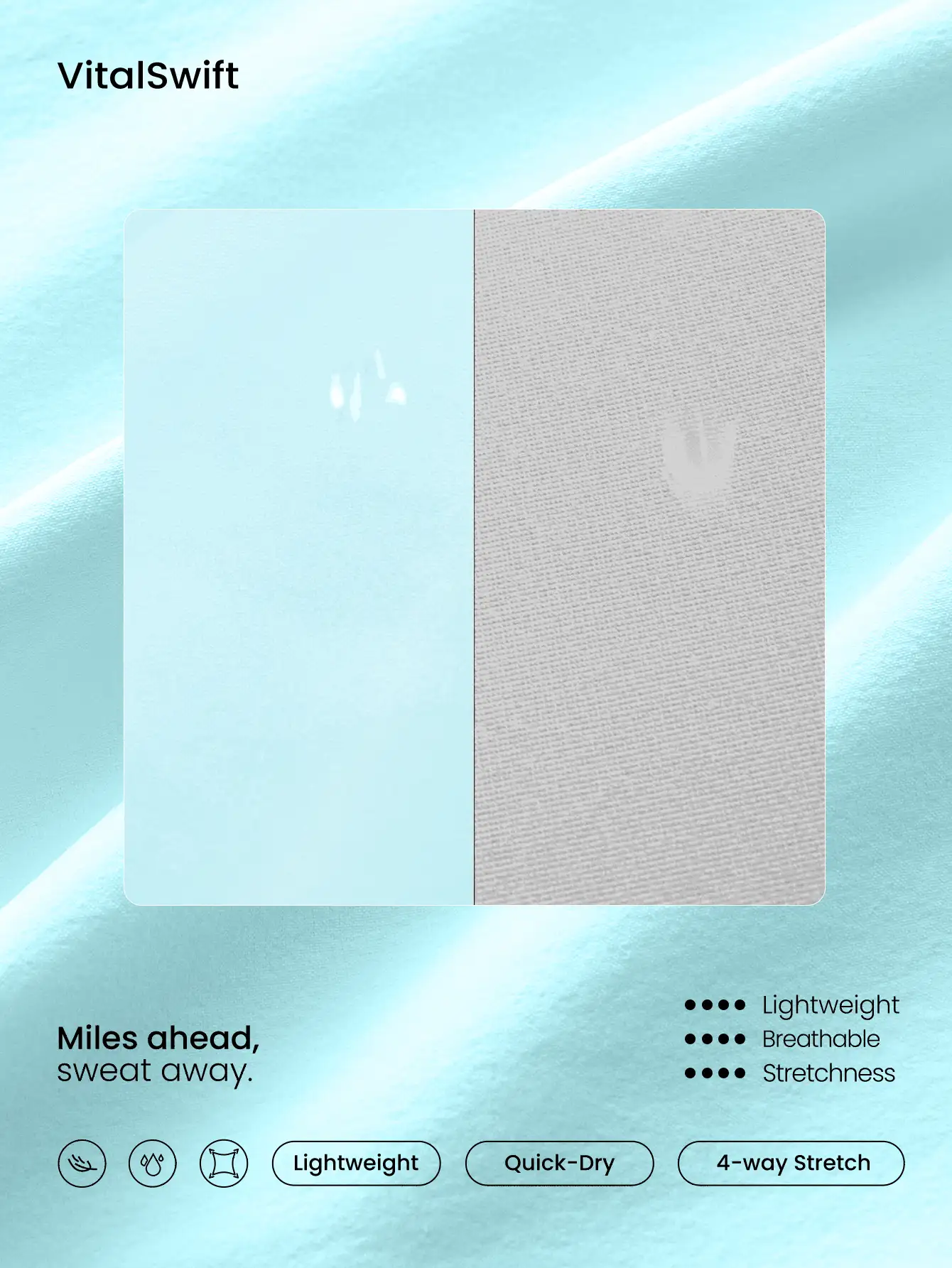 GLOWMODE 4 英寸 VitalSwift 速干超轻中腰抽绳腰部反光跑步短裤内置防臭内衣拉链口袋高强度健身跑步训练 - 水藍色 - 查看 7