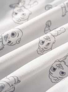 CoComelon X SHEIN Maglietta casual a girocollo con maniche corte, stampa ragazzo cartoni animati, versatile, per ragazzi