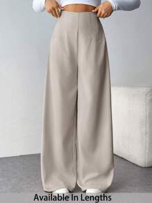 SHEIN Tall CURVE 大码女式简约休闲时尚高腰纹理阔腿裤，适合通勤