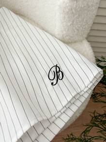 SHEIN LUNE A-Line Letter Embroidery Waist Slimming Stripe Mini Skirt-Shorts For Women Gyaru Old Money Micro Shorts Old Money Style Women Skorts For Women. Micro Shorts High Waisted Shorts - Black and White - View 4