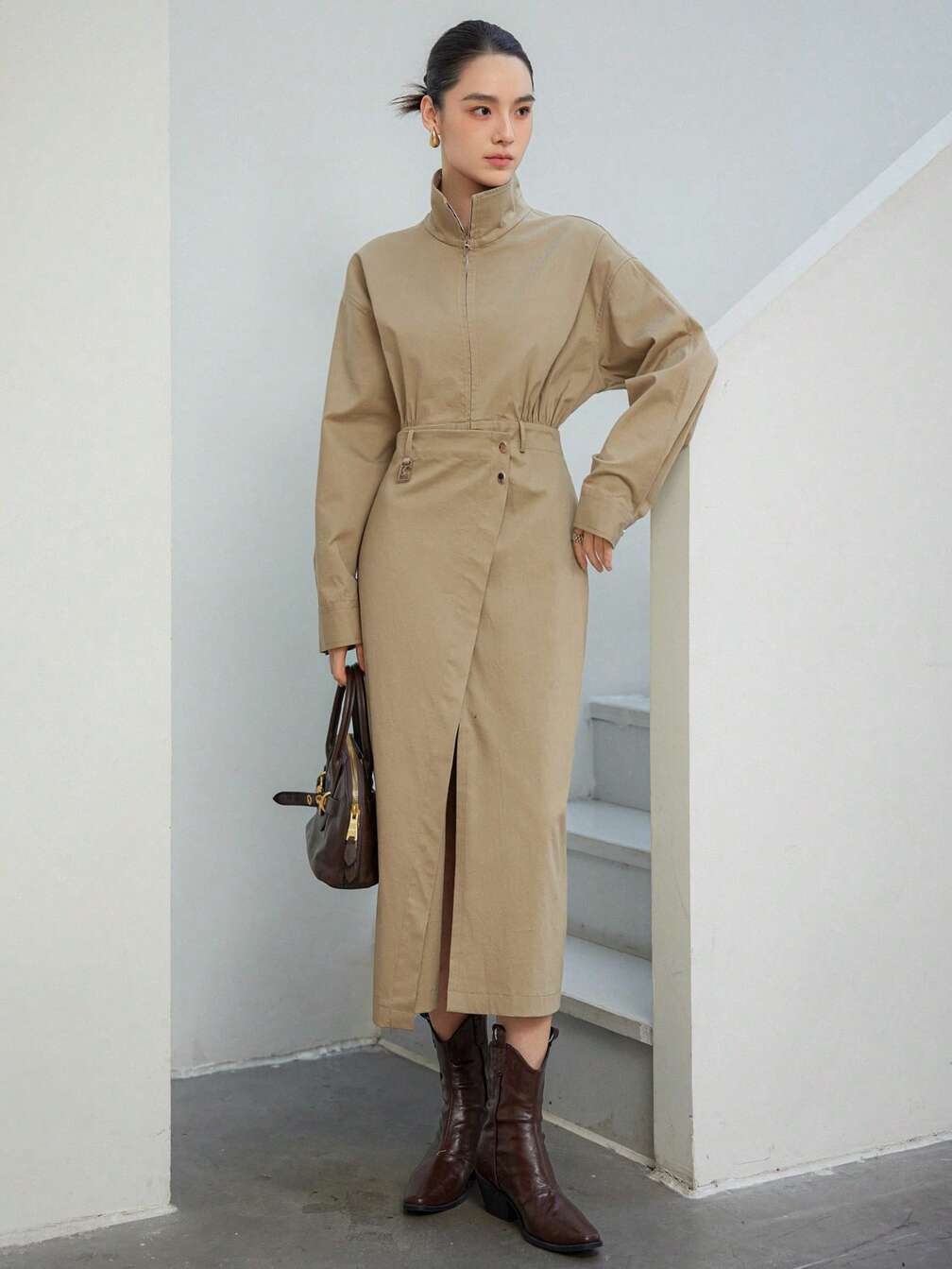 shirt dress cinched waist Black Cinched Waist Shirt Dress