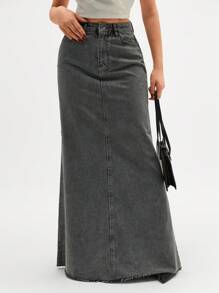 CLARA VERO Women Denim A-Line Skirt, Minimalist And Stylish, Suitable For Spring And Autumn - Grey - View 5