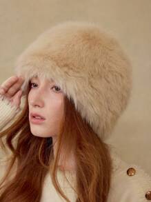 MOTF PREMIUM BROWN BASICS FAUX FUR BUCKET HAT, SUITABLE FOR CASUAL WEAR