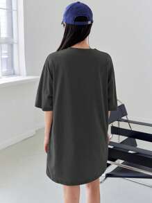 DAZY Slogan Graphic Drop Shoulder Tee Dress Sundress