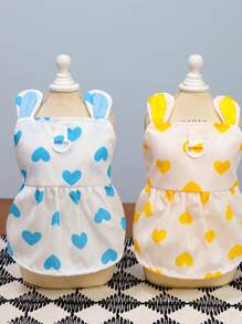 PETSIN Cute Bunny Ear Design Heart Print Summer Lightweight Breathable Harness Dress For Pets - Yellow - View 4