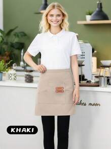 SHEIN 1Pc 64*42cm Tạp dề nhà hàng eo ngắn Unisex, Thích hợp cho nhân viên phục vụ, nhà bếp, phòng tắm, nhà ở, nhà hàng, đồ gia dụng, 4 màu có sẵn: Đen, Kaki, Nâu nhạt, Nâu đậm - Nhiều màu - Xem 7