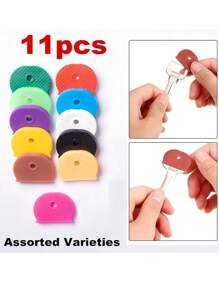 SHEIN 2.3cm*1.8cm*0.3cm Random Color Silicone Key Cover Set - Colorful PVC Key Covers For Key Organization And Identification, Various Sizes, Suitable For School, Office, Home, Travel, Bag, Organizer, Storage 52/26/11Pcs Optional - Multicolor - View 8