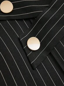 Rometta Plus Size Women Straight-Leg Striped Casual Pants For Commuting Fall Cloth For Women - Black and White - View 5