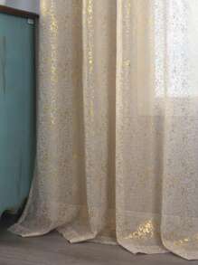 1/2 件轻质多用途防尘复古优雅金色古典窗帘，适用于客厅卧室 - 金色 - 查看 5