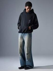 NEON BLANC Men's Street Fashion Flared Long Denim Jeans