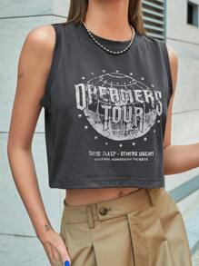 DAZY Camiseta Sin Mangas Con Diseño Gráfico De Letras