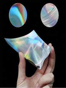 SHEIN 100pcs/Pack Thick 16mil Multicolor Laser Holographic Resealable Packaging Bags, Material, Reusable Zipper Seal Bags, Suitable For Snacks, Seeds, Jewelry, Accessories Packaging Back To School