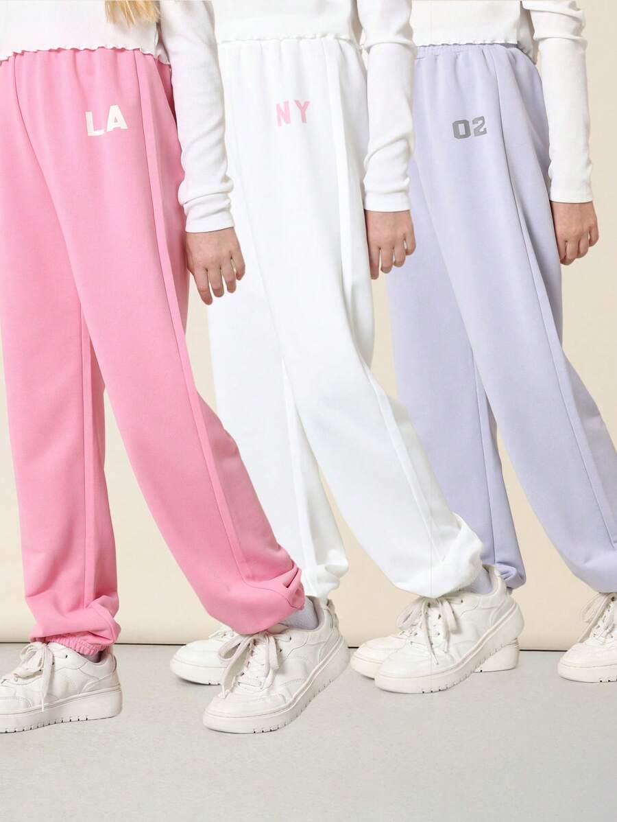 SUMWON Comfortable Youth Athletic Jogger Sweatpants 3-Pack Set, City Graphics Collection Elastic Cuff Pants For School Sports Wear Athleisure - Multicolor - View 1