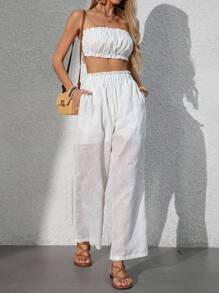 INAWLY Women's Elegant Embroidered 2 Pieces Vacation Set - White - View 6