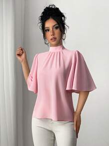 Rafferiza Women's Blouse With Ruffle Collar And Wide Sleeves - Pink - View 5