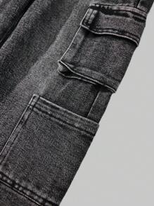 YOUNG GIRLS' Girls Jeans, Washed Light Gray Denim With Side Pleated Pockets, Fashionable And Versatile Street Style - Light Grey - View 6