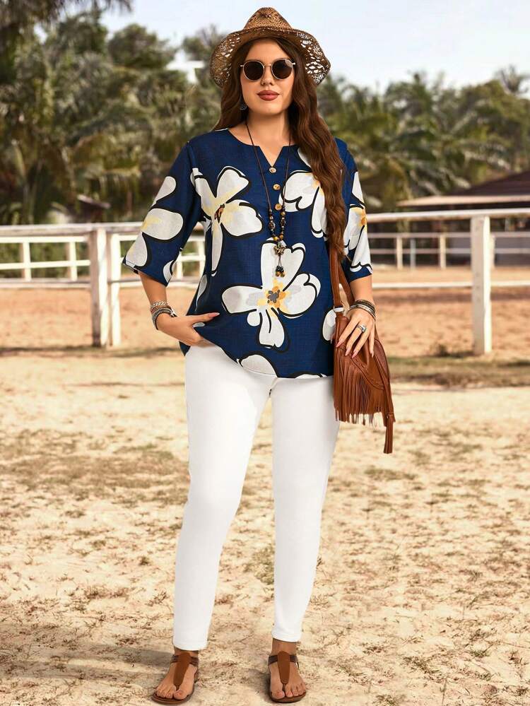 Plus Size Country Linen Floral Print Shirt Blouses For Women Spring Blouses For Women Summer Blouses For Women Concert Women Vacation Woman Western Wear Women Top,Flower