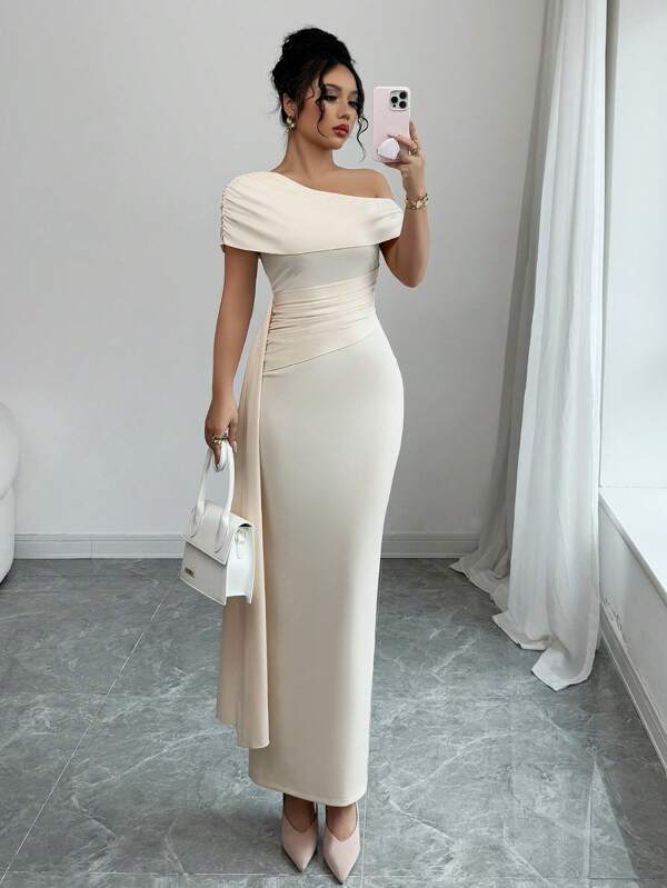 Elenzga Vestido largo de verano elegante de punto regular para mujer