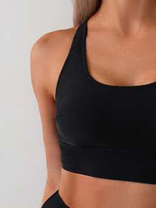 SHEIN Swim 2pcs/Set Women's Black Sexy Backless Criss-Cross High Waisted Casual Tankini Swimwear For Summer Beach Vacation - Black - View 5