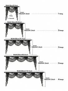 1 pieza Cortina de encaje francés negro, con estilo dulce y volante floral delicado, adecuado para decorar ventanas y puertas de la sala de estar y el dormitorio