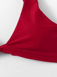 Swim Basics 1pc Solid Color Simple Stylish Swimwear Top For Women, Summer - Red - View 3