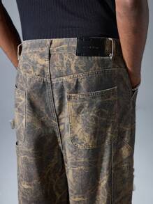 NEON BLANC Men's Street Fashion Loose Fit Long Brown Camouflage Woven Denim Pants - Brown - View 6