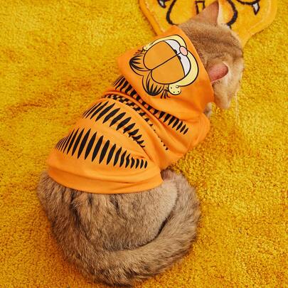 GARFIELD | SHEIN 橙色卡通猫咪印花宠物运动衫