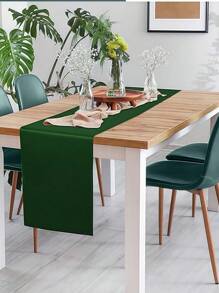 SHEIN 1Pc 274Cm*30Cm Long Satin Polyester Table Runner, Suitable For Weddings, Parties, Graduations, Birthday Celebrations, Rectangular And Round Tables, Saudi National Day, New Year Party Decorations, Seven Colors Available - Multicolor - View 2