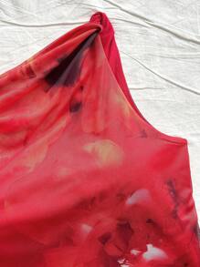 Soleia 全新夏季度假针织网眼印花斜肩扭纹露背上衣和低腰半身裙两件套，春假、圣帕特里克节、复活节女装，演唱会服装，优雅、度假、商务休闲女装，西部风、可爱、波西米亚风、乡村风、端庄、街头风、热带风、辣妹风、碎花、露背 - 彩色 - 查看 6