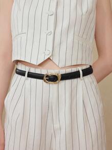 MOTF PREMIUM FASHIONABLE & VERSATILE BLACK LETTER BUCKLE CASUAL BELT - Black - View 6