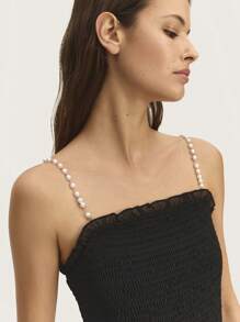 Nöista Đầm Maxi Nhiều Lớp, Áo Sơ Mi, Dây Xích, Màu Trơn, Xuân Hè - màu đen - Xem 3