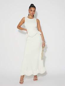 NYA SZN 春季流苏边长裙节日夏季度假早午餐婚礼宾客特殊场合新娘晚宴舞会服装女士