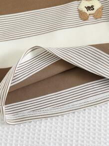 Cozy Pixies 2pcs Baby Boy Colorful Striped Bear Print Loose Round Neck Short Sleeve Top And Elastic Waist Shorts Set