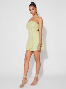 SHEIN Unity Dress Mini Beaded Wrap Spring Gold Detail Straight Neckline Festival Office Siren Summer Wedding Guest Special Occasion Bridal Dinner Prom Thanksgiving Christmas NYE New Years Eve Outfits For Women