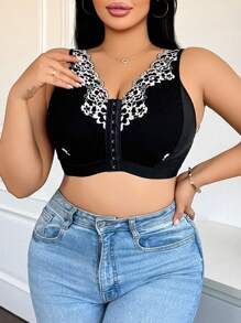 Áo ngực ren không dây cỡ lớn trưởng thành thanh lịch - Đen và trắng - Xem 4