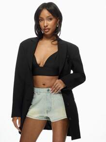 MISSGUIDED 高腰破洞牛仔短裤超显身材夏季节日海滩毛边牛仔短裤 - 藍色 - 查看 1
