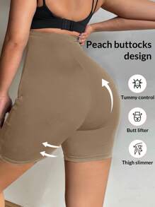 SHEIN PETITE CURVE Plus Size Women Outfits Pants Casual Black High Elasticity Tummy Control Short Leggings Butt Lifter Beautify Body Curve Slim Fit Leggings