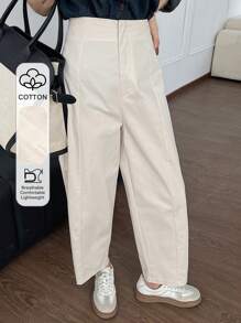 DAZY Women's Loose Solid Color Cropped Pants Fall - Beige - View 1