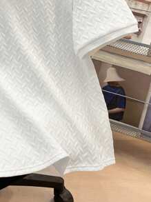 SHEIN Teen Boy/Teen Boys Casual School Pattern Ribbed Collar Half-Zip Relaxed Knit Polo Shirt, Comfortable Texture, Suitable For School, Garden, Beach, Birthday, Spring/Summer/Fall/Winter