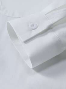 Manfinity Homme 2pcs Men's Uniform Outfit - Long Sleeve Pocket Solid Shirt & Elastic Waist Pants, Suitable For Medical/Healthcare - White - View 6