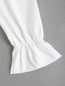 Sweetra Comfortable & Fashionable Embroidered Sweet Long Sleeve Blouse, Versatile For Everyday Wear - White - View 4