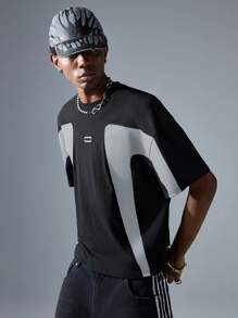 NEON BLANC Men's Street Style Knit Crew Neck Short Sleeve T-Shirt - Black - View 4