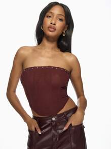 MISSGUIDED 设计师款束身衣上衣紧身胸衣露肩晚会俱乐部服装结构化骨架秋冬假日季节时尚 - 鏽棕色 - 查看 7