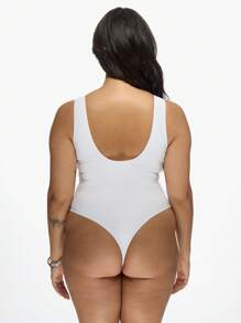 MISSGUIDED PLUS Diamante 圆领背心连体泳衣 - 白色 - 查看 2