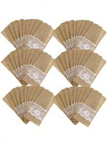 SHEIN 11*22Cm 亚麻蕾丝餐具架餐具袋，银器架刀叉袋亚麻餐巾袋，适用于婚礼派对、生日派对、家庭聚会、餐厅装饰礼物 5件/10件/20件/30件可选 - 彩色 - 查看 15