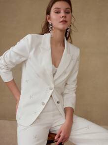 MOTF PREMIUM BEADED BUTTON UP BLAZER - White - View 8